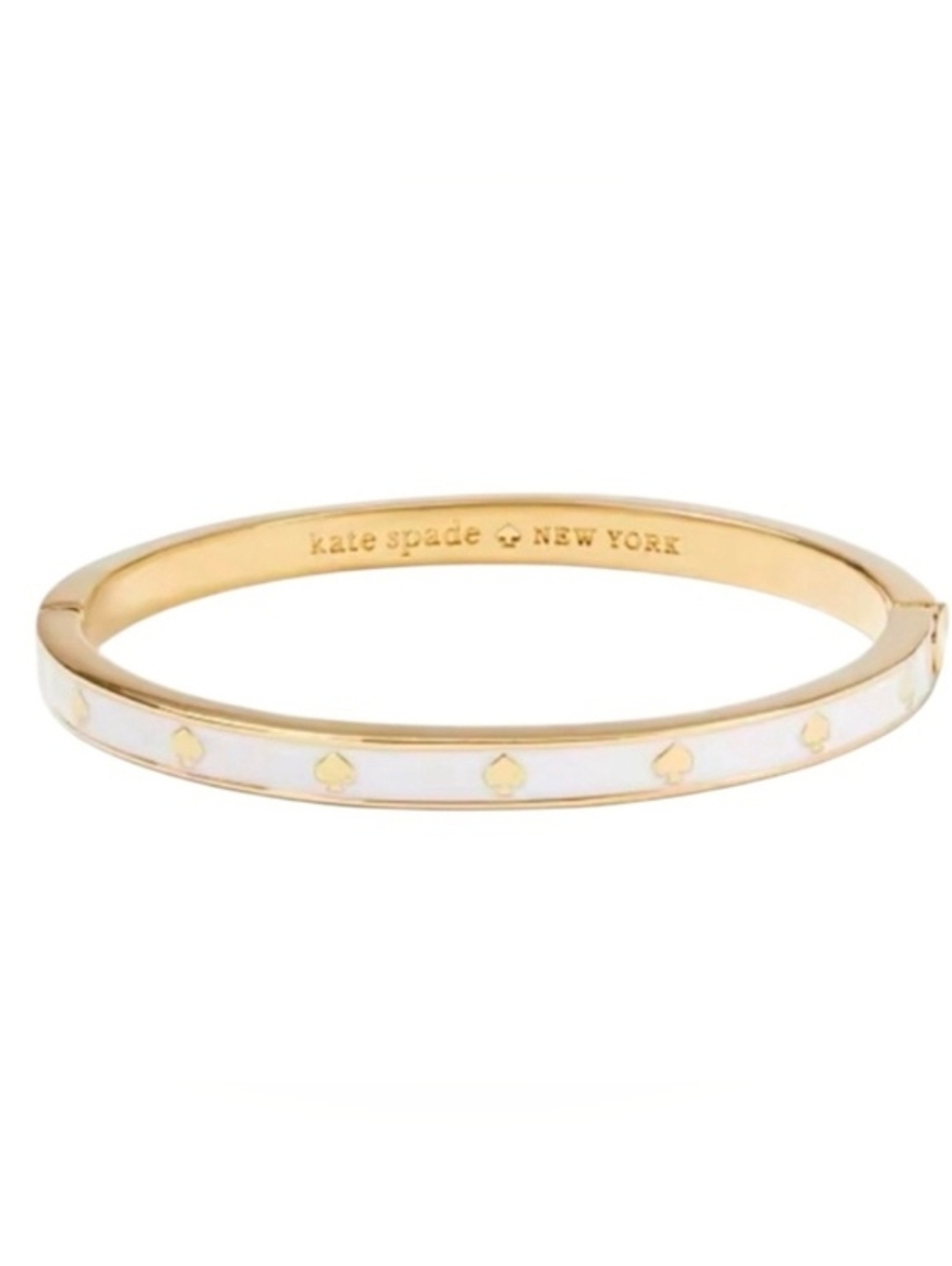 🤍▪️kate spade ▪️White and Gold Spot The Spade Enamel Hinge Bracelet